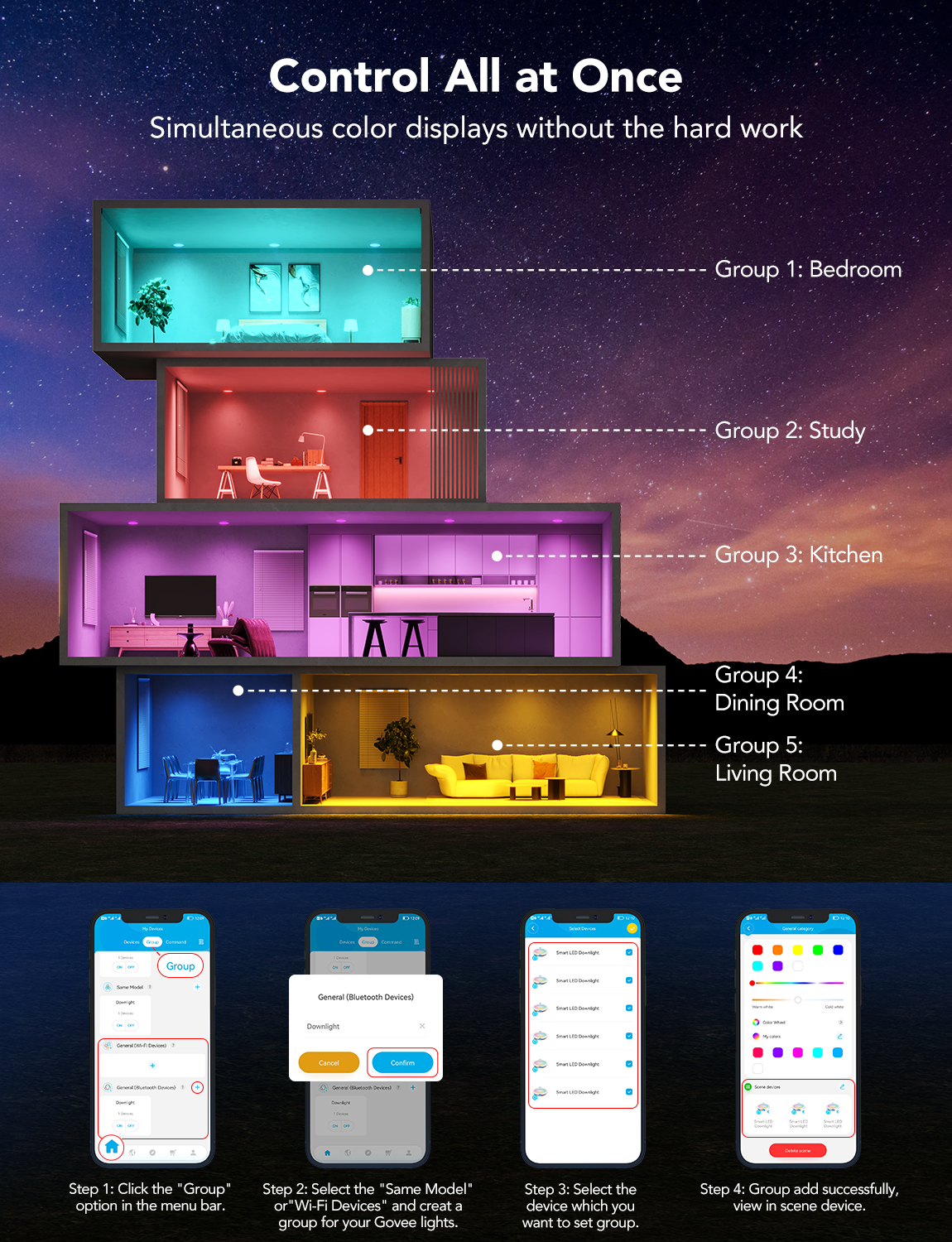 Govee 6-Inch Smart RGBWW Recessed Lights
