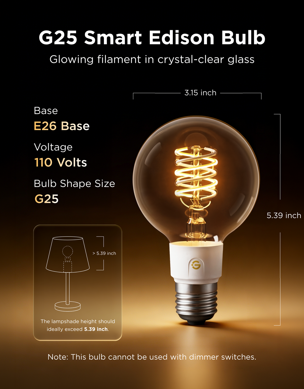 Govee G25 Smart Edison Light Bulb E26 500lm
