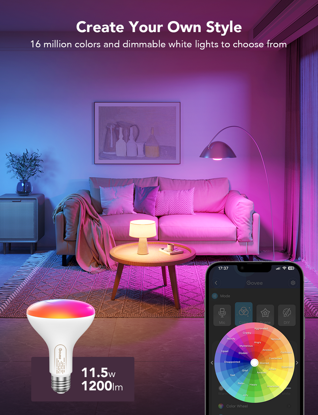 Govee BR30 Smart RGBWW Bulbs E26 1200lm