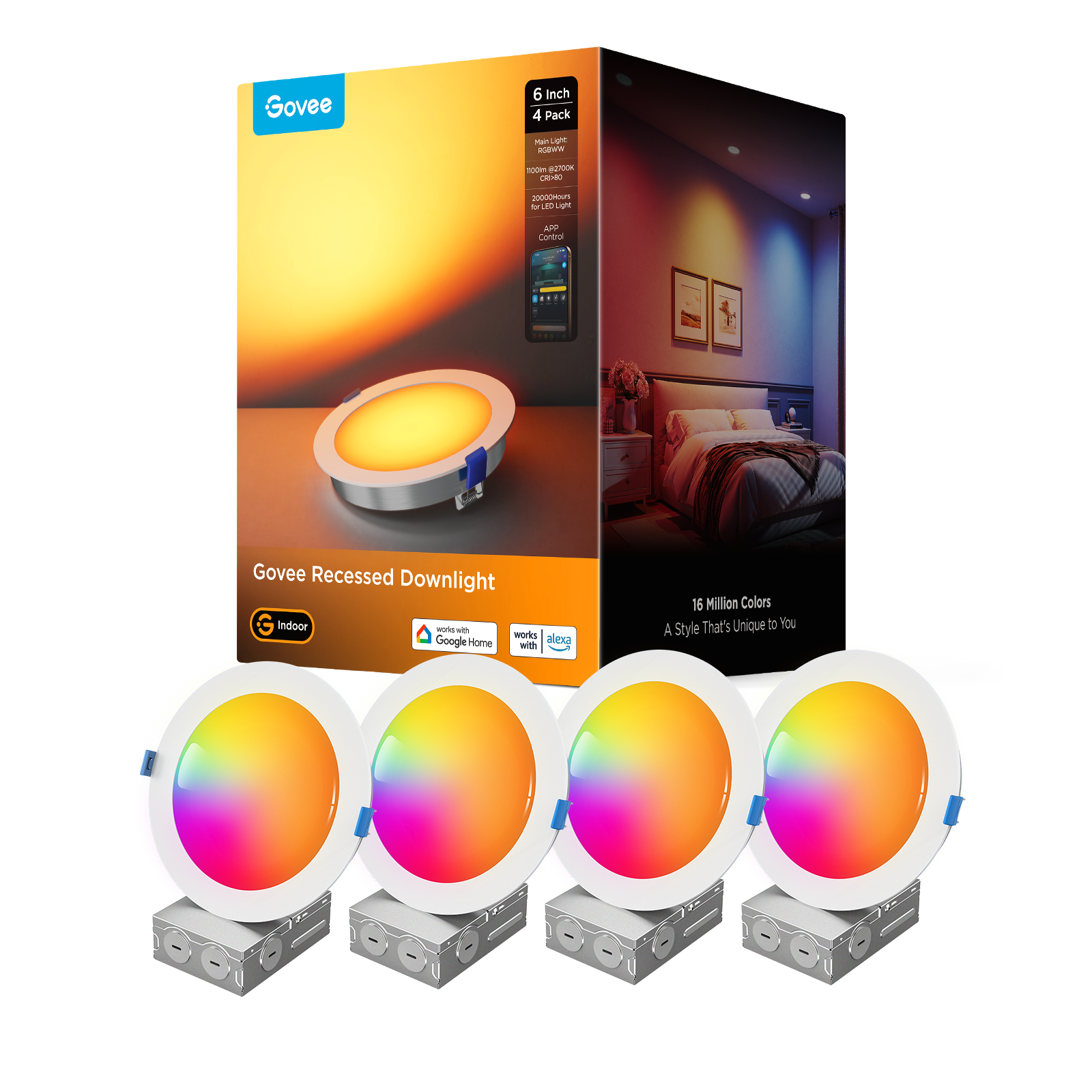 Govee 6-Inch Smart RGBWW Recessed Lights
