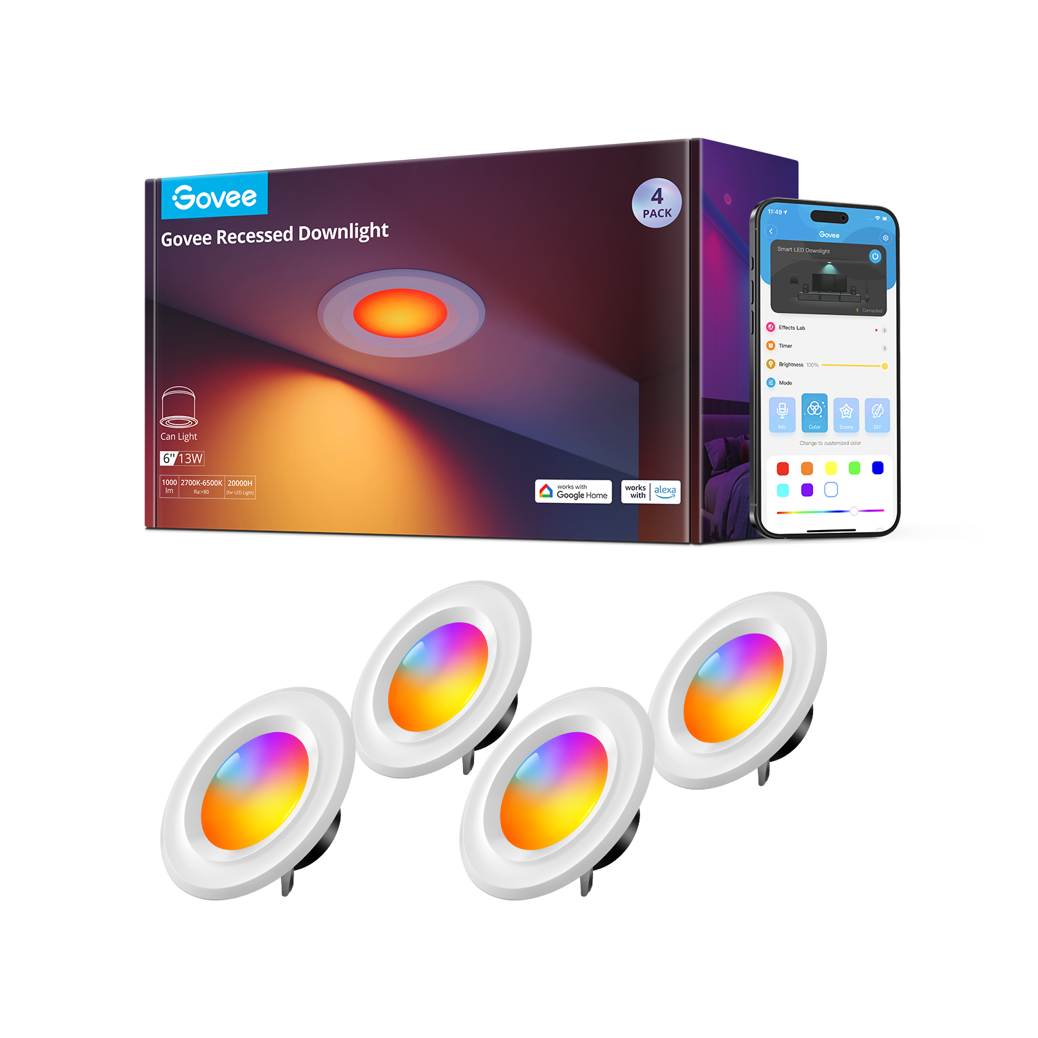 Govee 6-Inch Smart Retrofit Recessed Can Lights