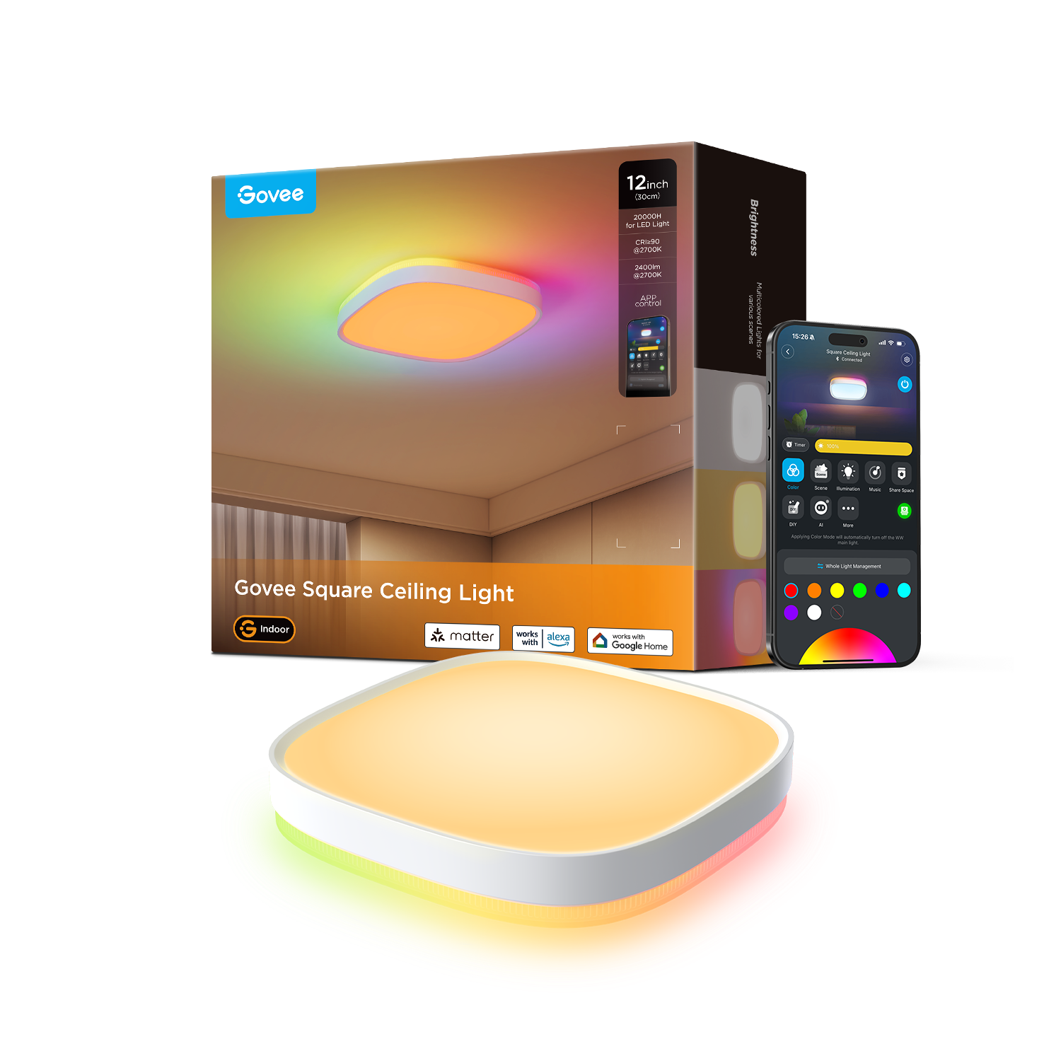 Govee 12-Inch RGBWW + RGBIC Smart Ceiling Light