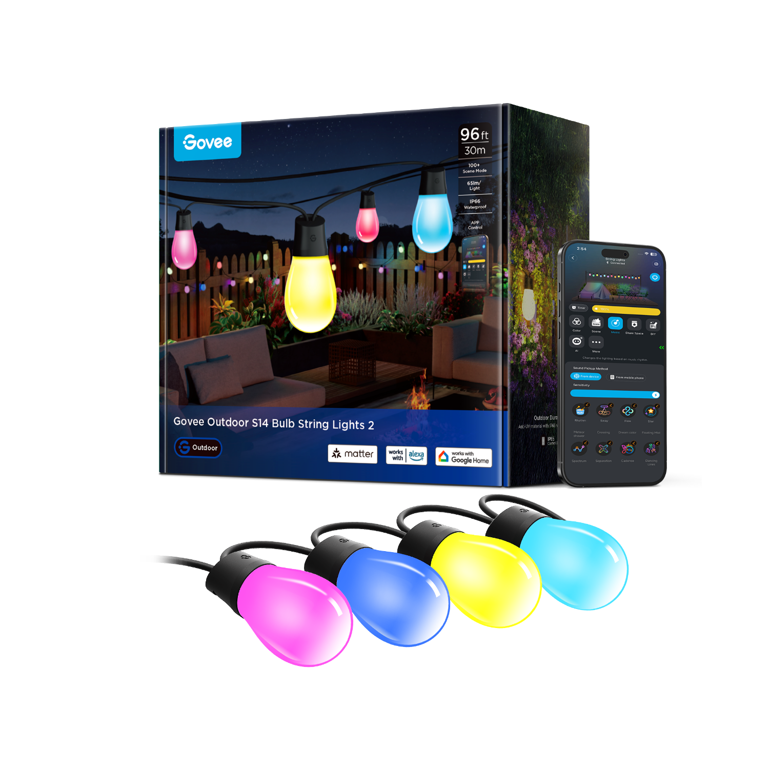Govee Smart Outdoor S14 Bulb String Lights 2