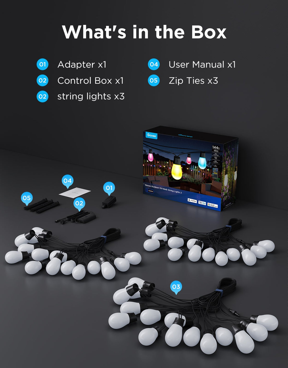 Govee Smart Outdoor S14 Bulb String Lights 2