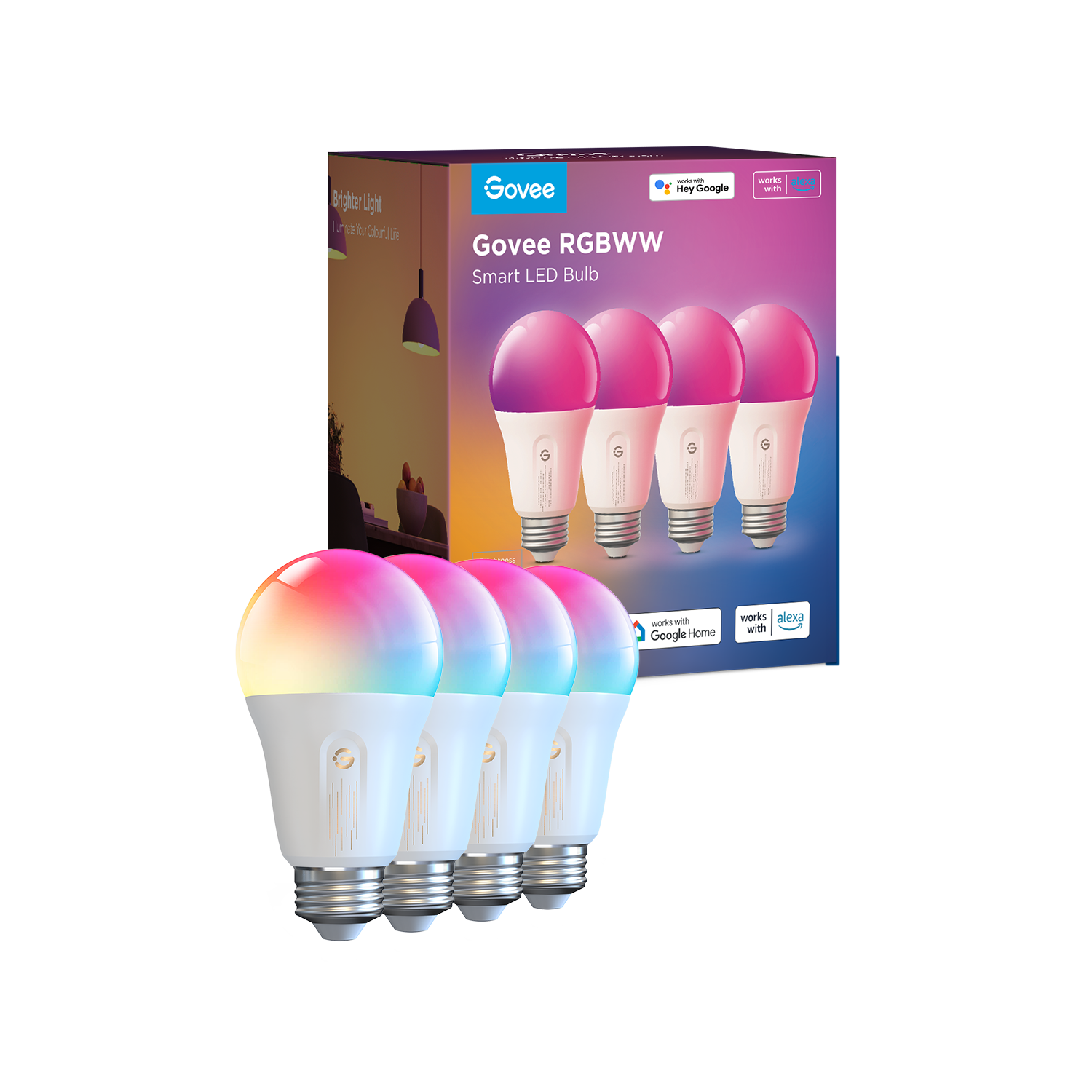 Govee A19 Smart RGBWW Bulbs E26 1200lm
