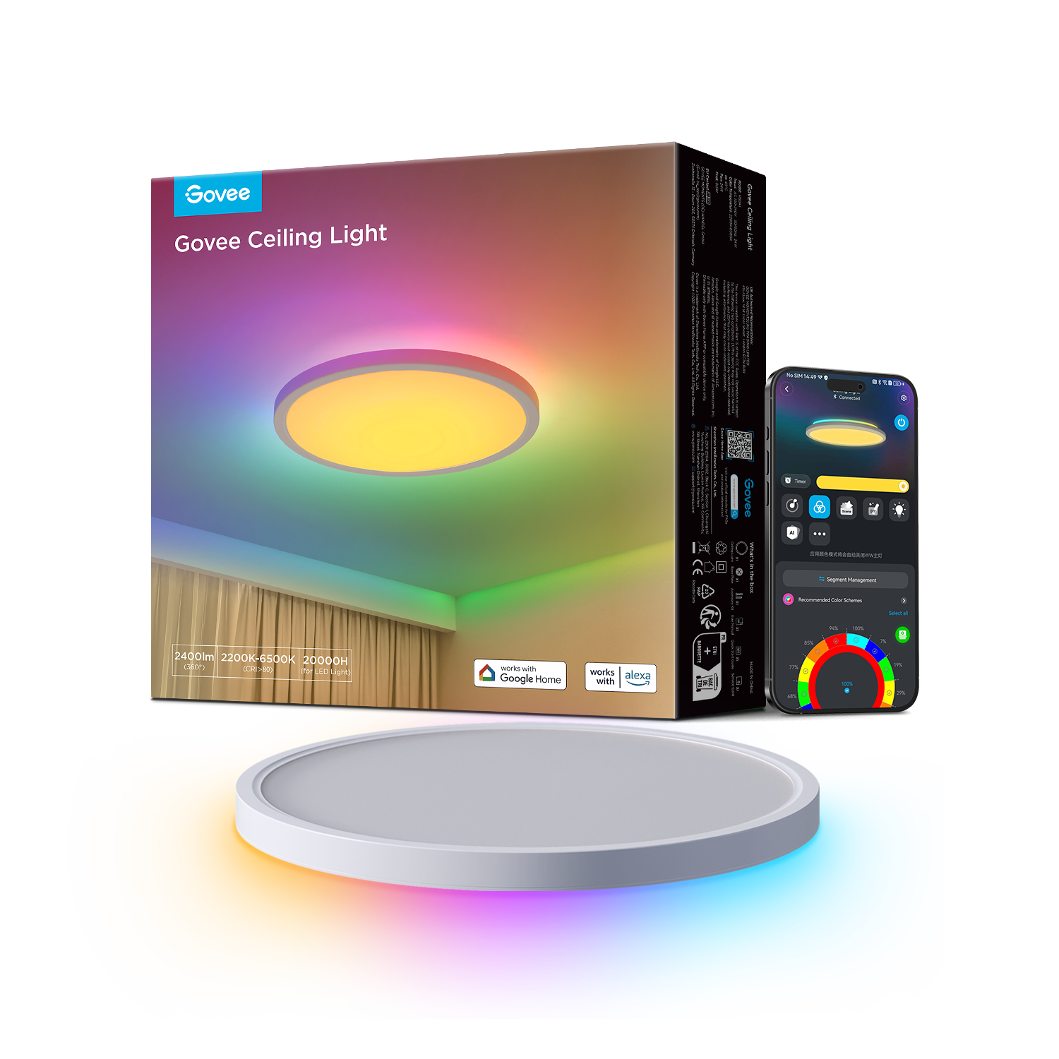 Govee 12-Inch RGBWW + RGBIC Smart Ceiling Light