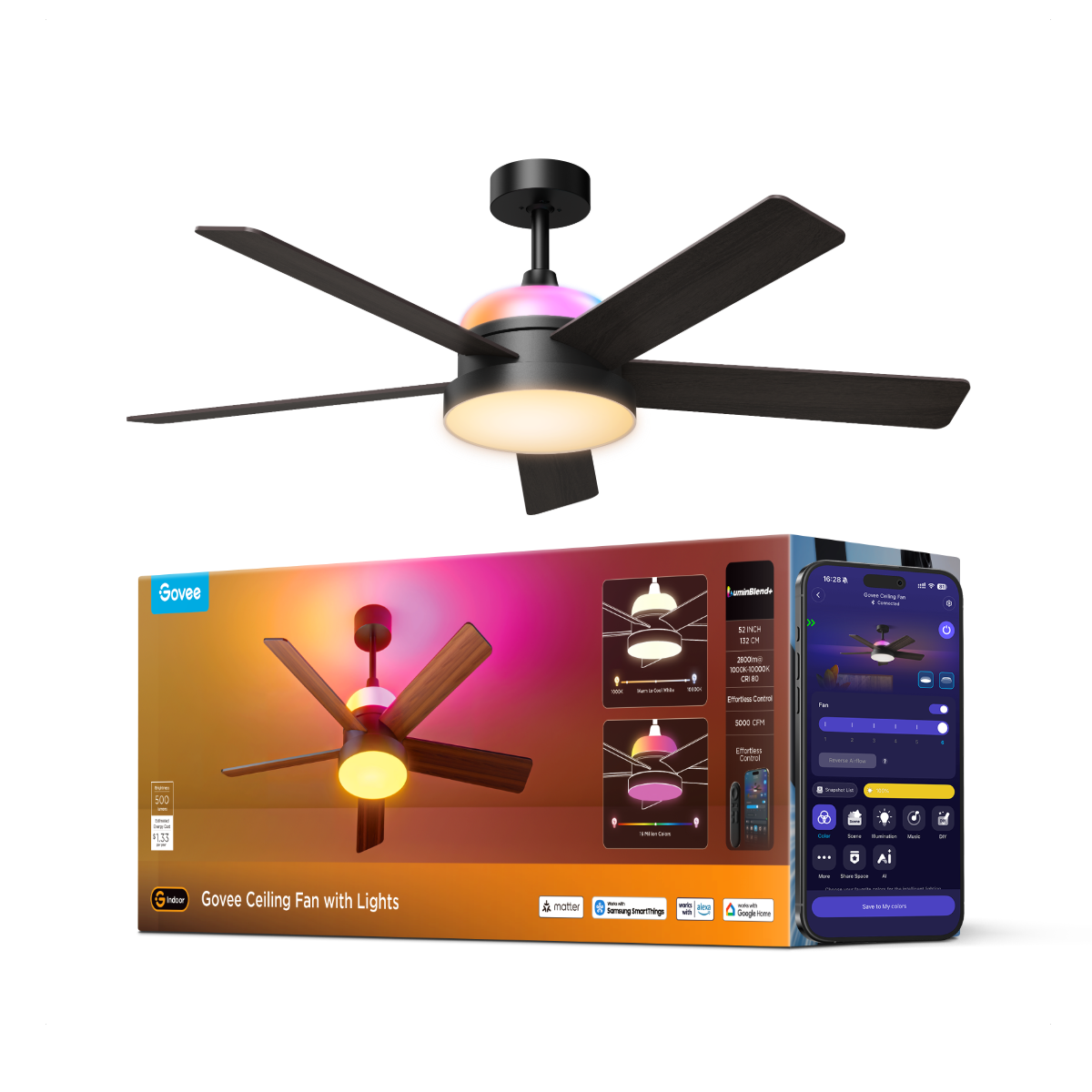 Govee 52 Inch Ceiling Fan with Lights